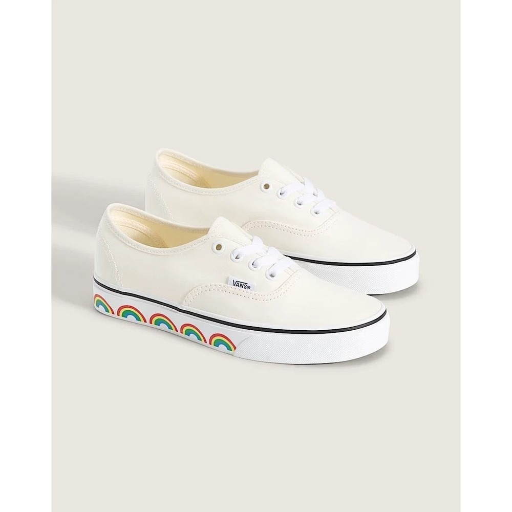 Vans Authentic Rainbow Sidewall Marshmallow Low Top Sneakers Mens 6 Womens 7.5
